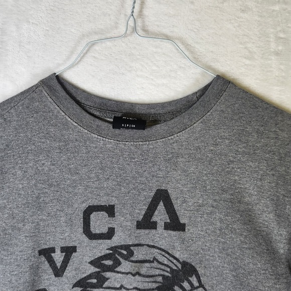 RVCA Gray Graphic Sweatshirt Men's Small‎ Crewneck Pullover Native Head Logo - Picture 3 of 8